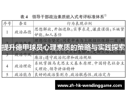 提升德甲球员心理素质的策略与实践探索