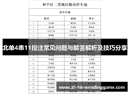 北单4串11投注常见问题与解答解析及技巧分享